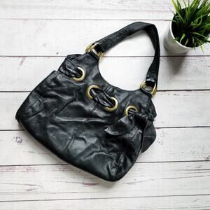 KOOBA Large Leather Shoulder Bag Purse Gold Accent Rings EUC